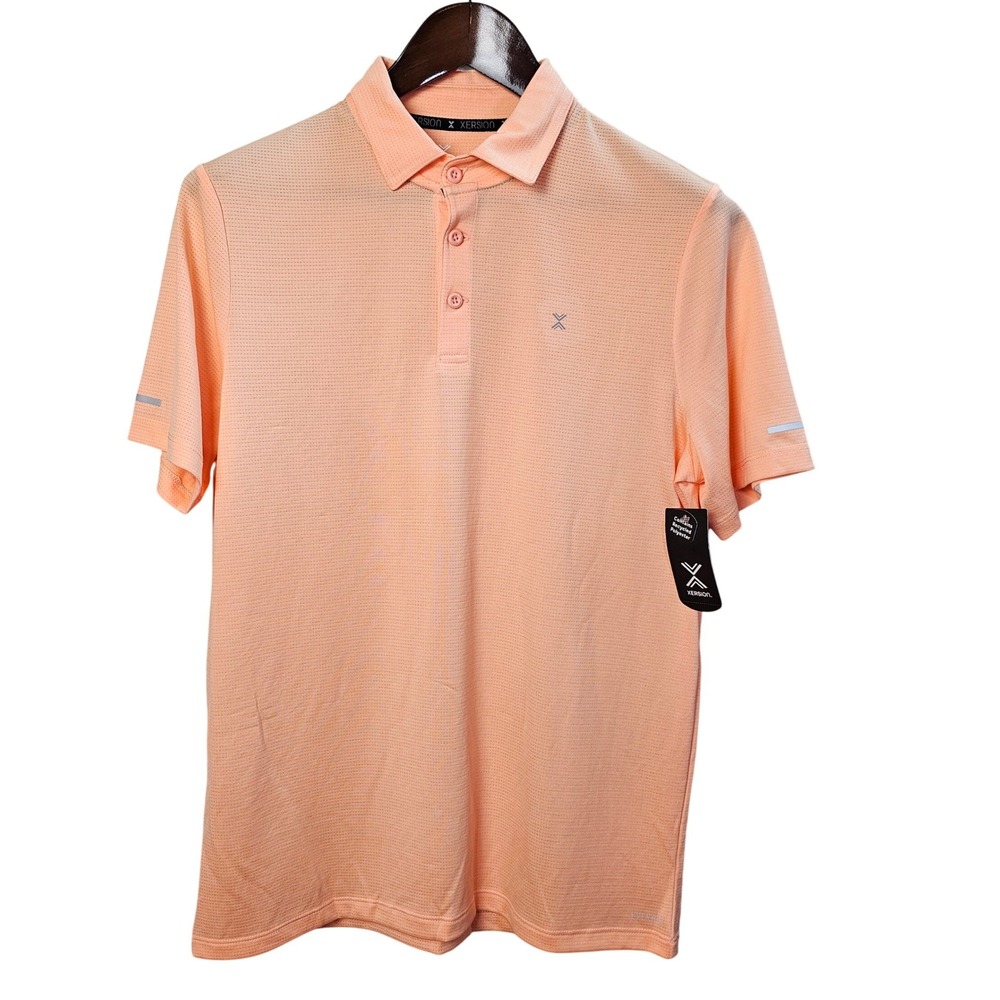 Xersion EverAir Mens‎ Small Polo Shirt Orange Cool Cantaloupe Quick-Dri NWT New